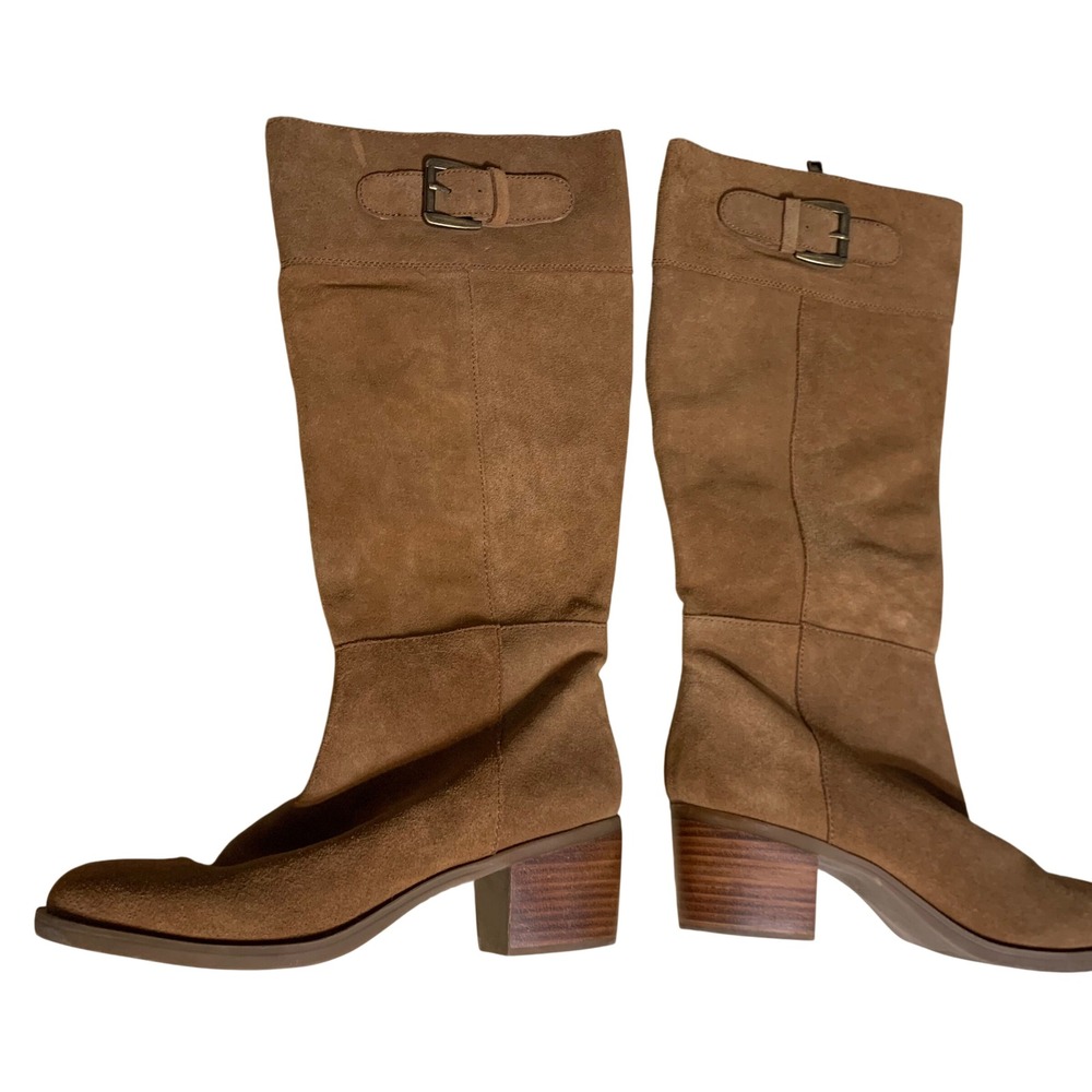 G.H. Bass Lizzie Boots Size 9M Tan Suede Leather Knee High Block Heel Boho Tall